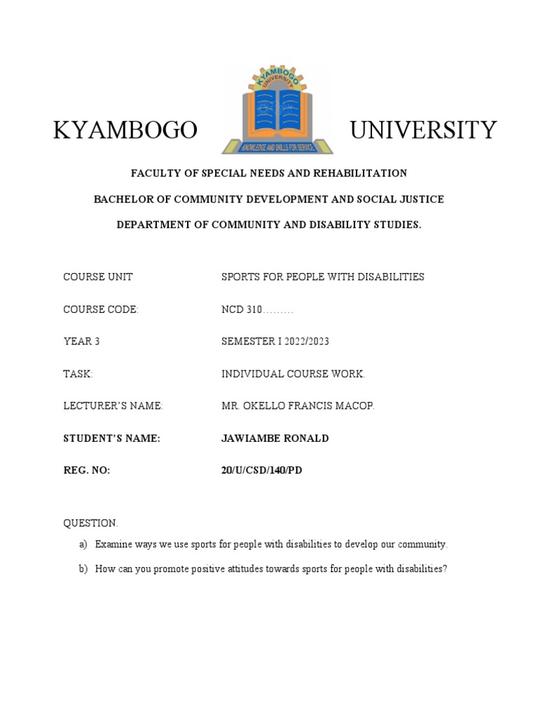 Sports For Pwds Course Work Pdf