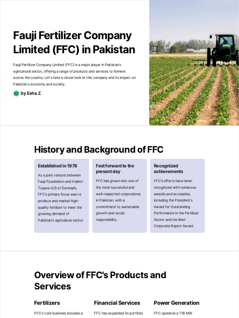 Fauji Fertilizer Company Limited FFC in Pakistan Download Free PDF