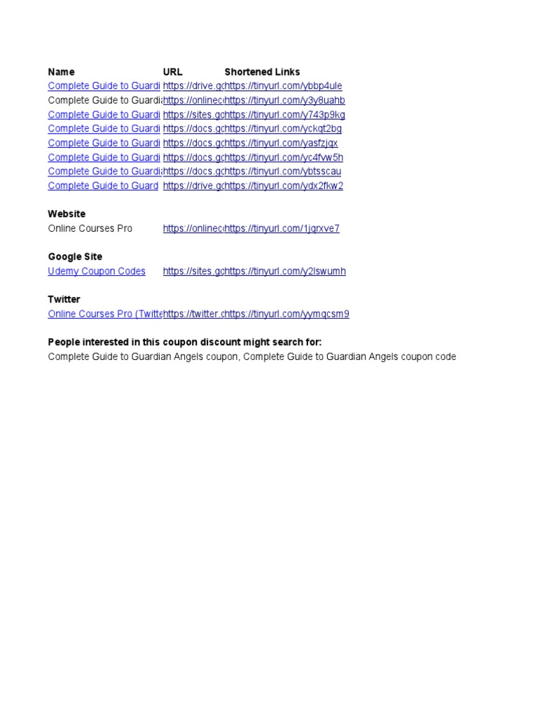 Complete Guide To Guardian Angels Coupon Code Links PDF Marketing