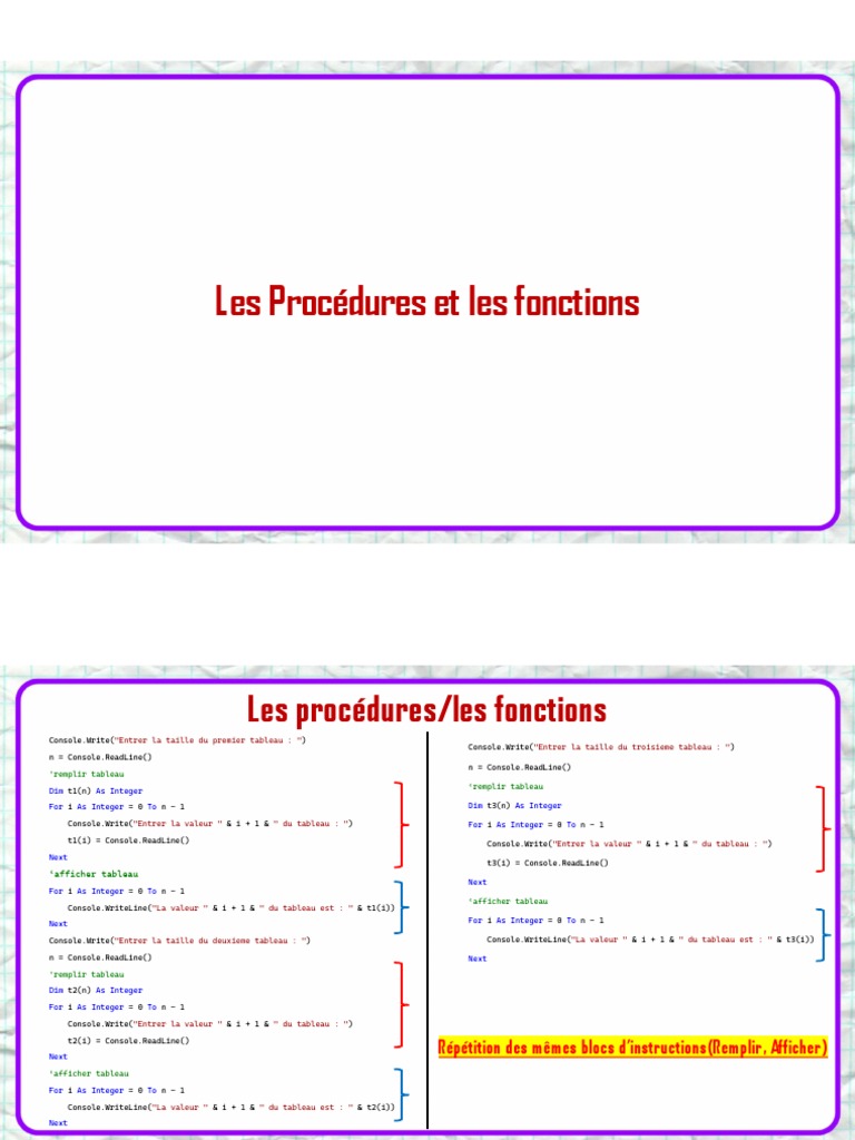 Procédures et Fonctions en Visual Basic | PDF | De base | Ingénierie ...
