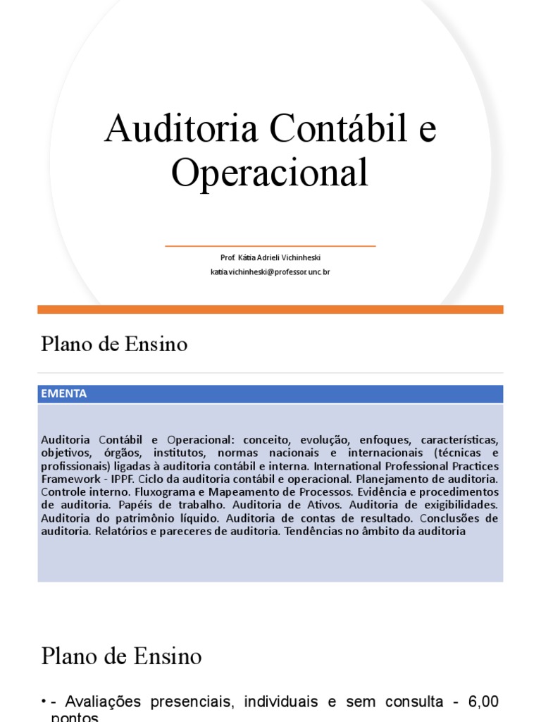 Auditoria Contábil e Operacional | PDF | Contabilidade | Relatório anual