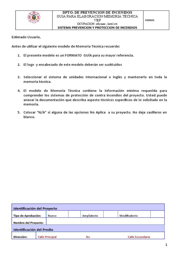 Modelo Memoria Tecnica - Cbfo | PDF