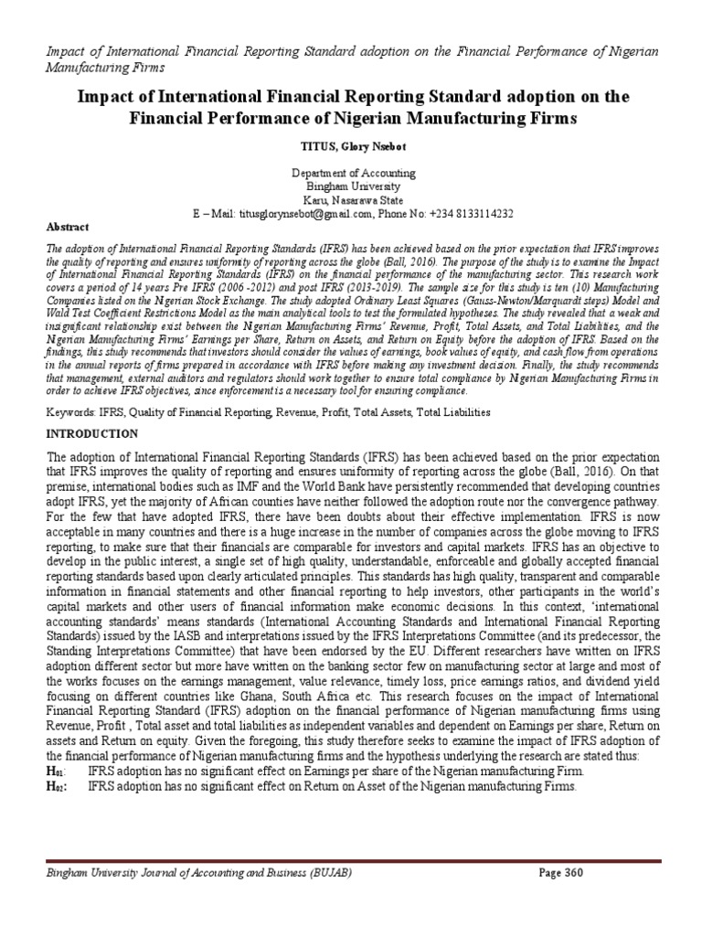 IFRS Adoption's Impact on Nigerian Manufacturing | PDF | International ...