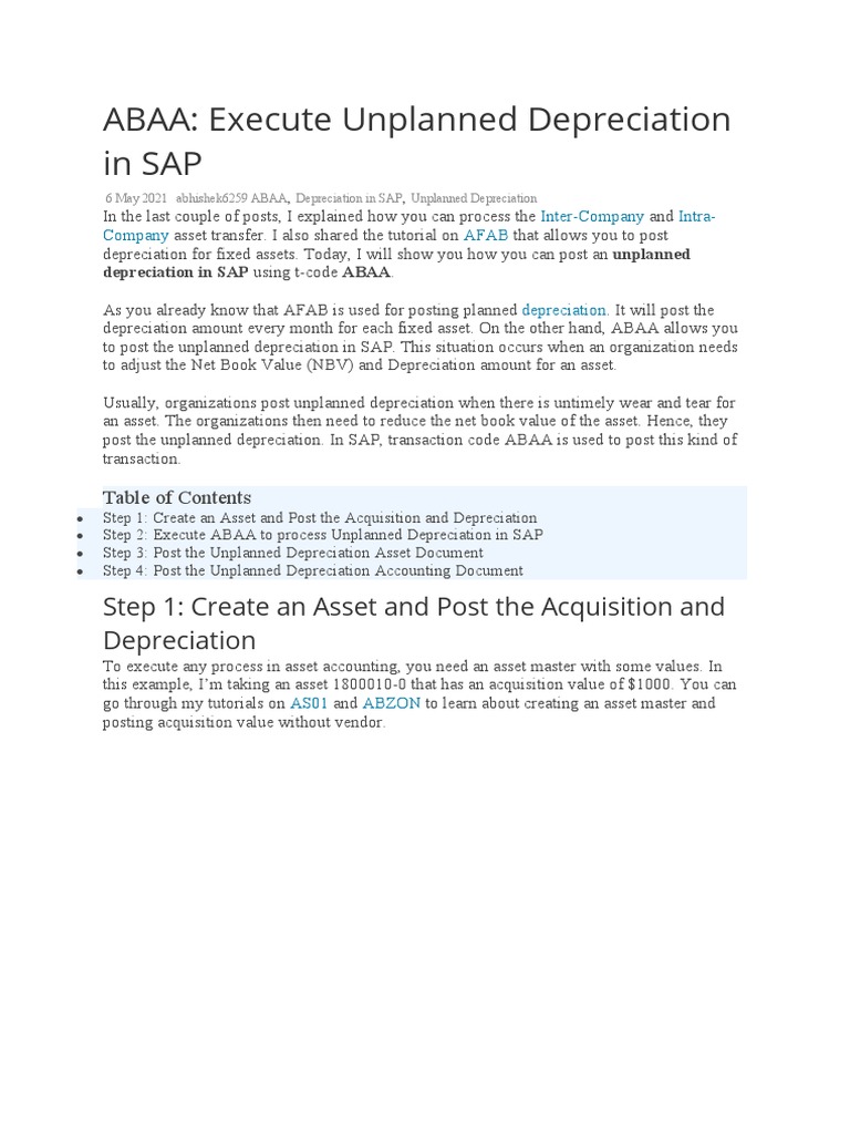 What Is Book Depreciation In Sap