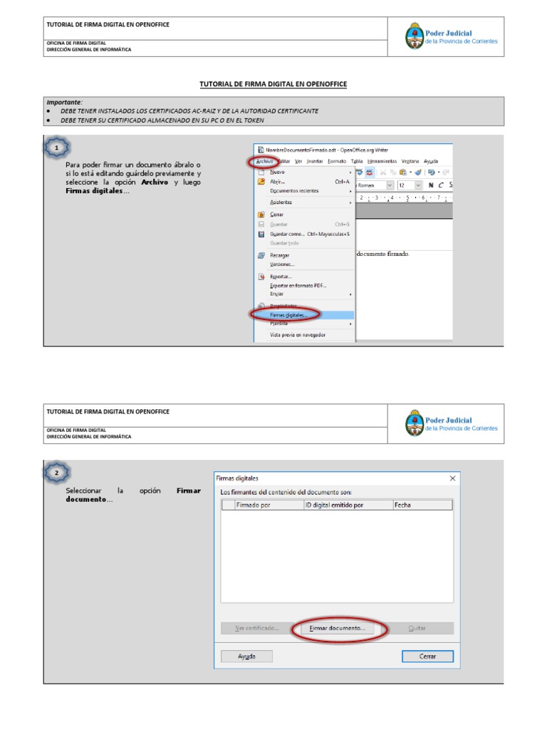 Tutorial de Firma Digital en OpenOffice | PDF | Finanzas y dinero