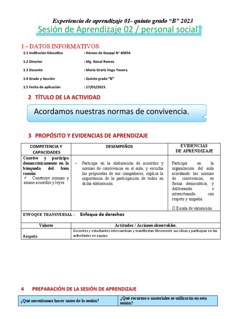 Normas de Convivencia en Aula 5°B | PDF | Aprendizaje | Enseñando