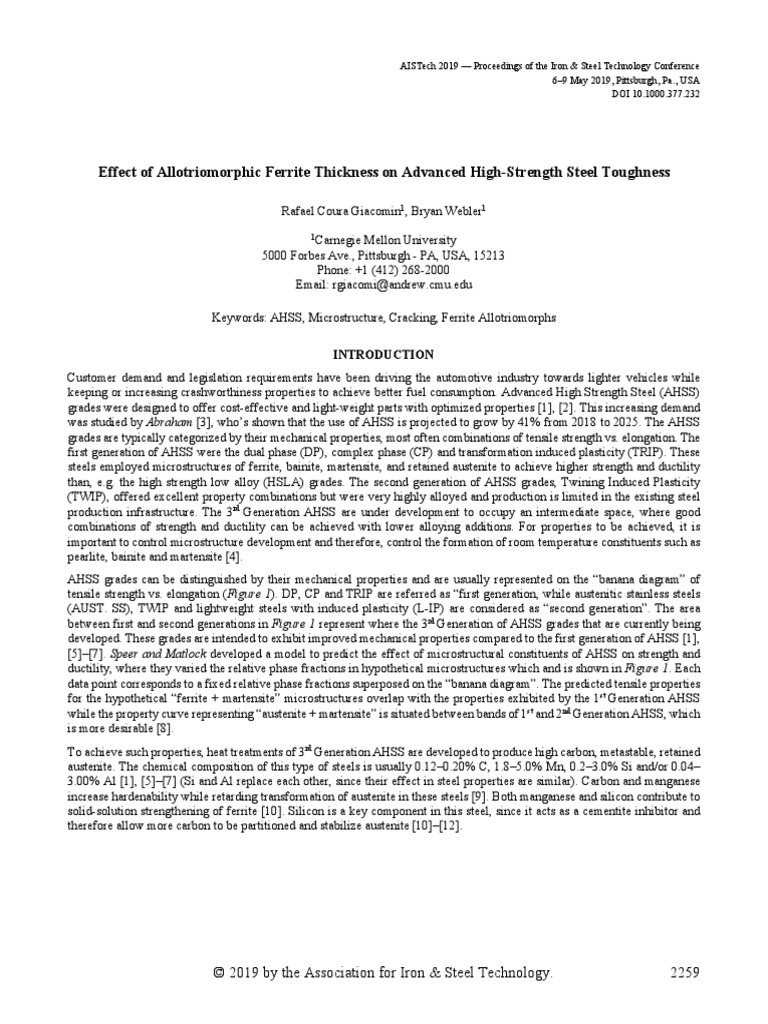 Effect of Allotriomorphic Ferrite Thickness On Advanced High-Strength ...