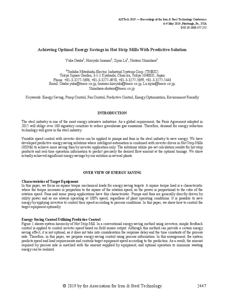Achieving Optimal Energy Savings in Hot Strip Mills With Predictive