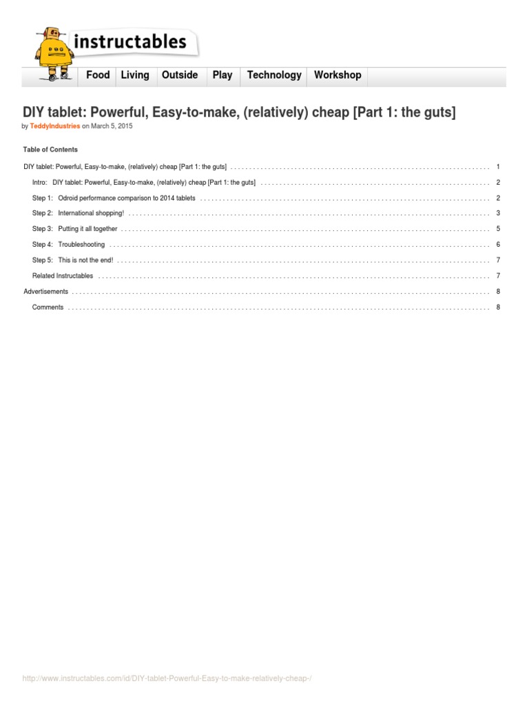Build Your Own DIY Tablet Guide | PDF | Usb | Hdmi