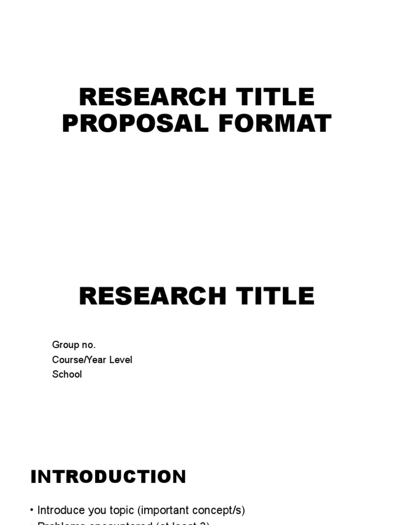 Research Title Proposal Format Guide | PDF | Career & Growth