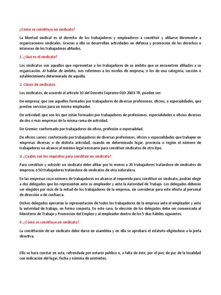Cómo constituir un sindicato de trabajadores | PDF | Sindicato | Gobierno