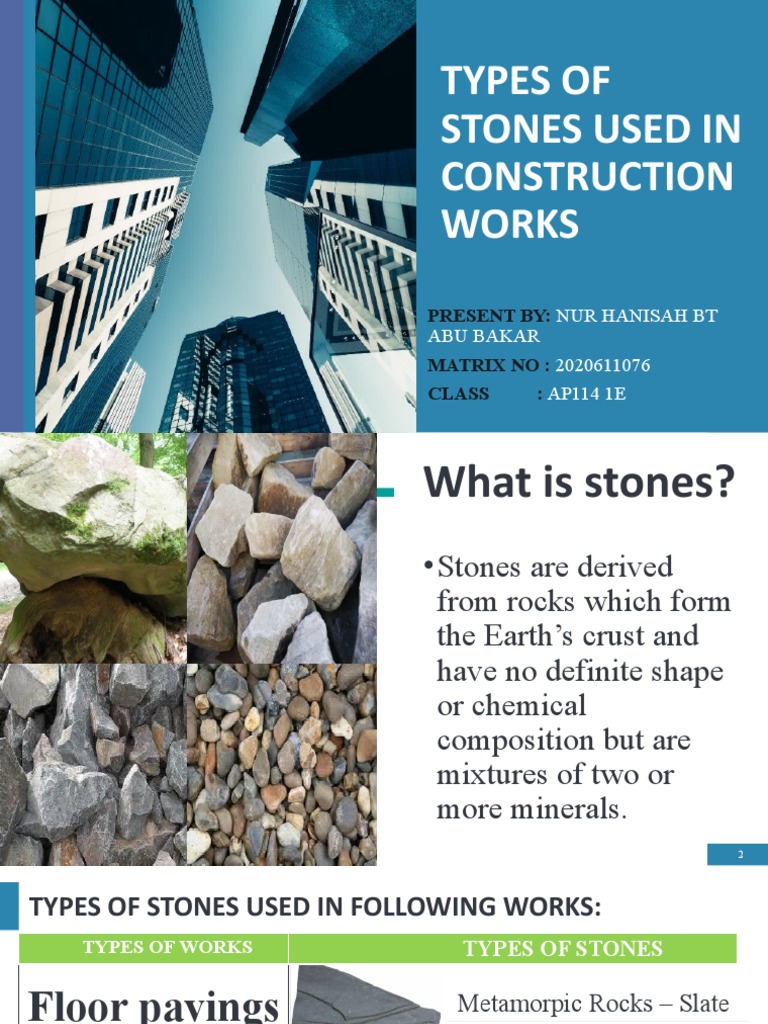 Types of Stones Used in Construction Works PDF