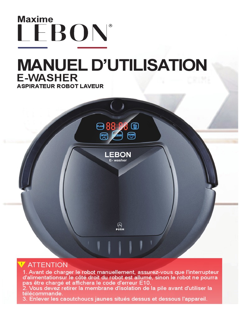 Robot Aspirateur Laveur Lebon – Occasion – Brosses Rotatives Et Réservoir D'Eau