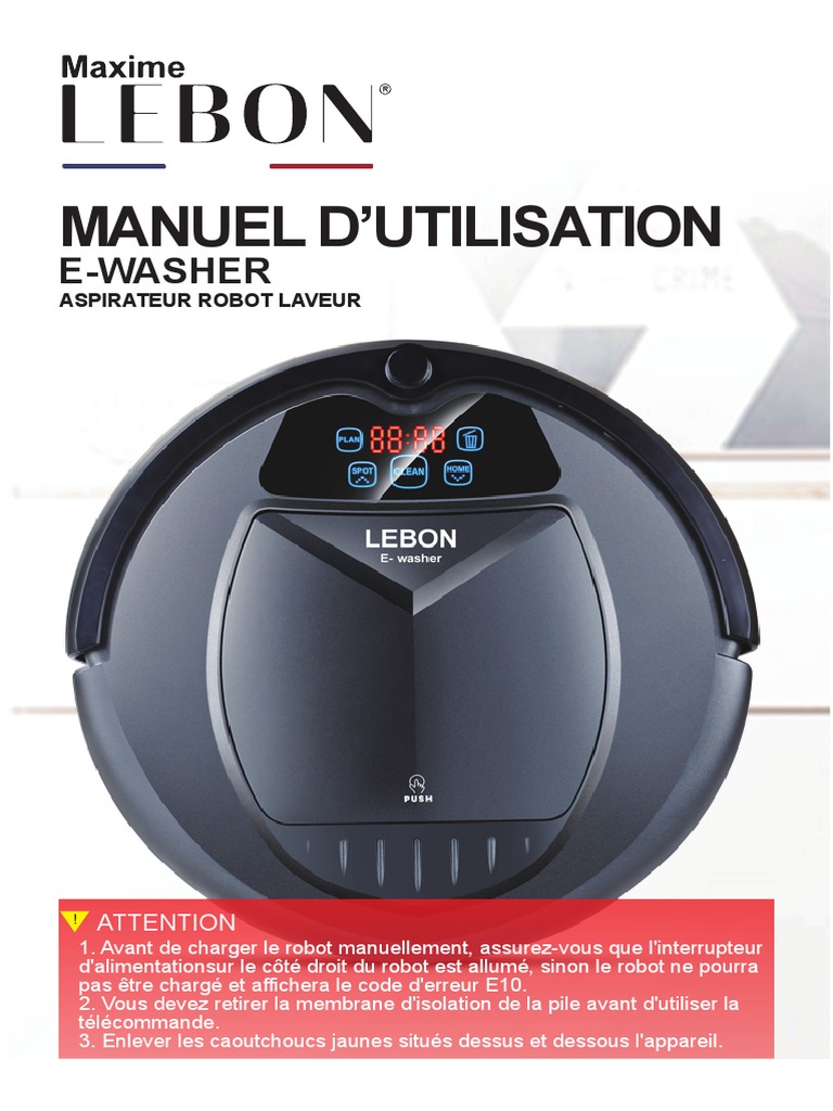 Manuel-Dutilisation Lebon - E-Washer | PDF | Télécommande | Aspirateur