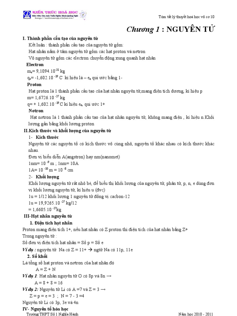 Tom Tat Kien Thuc Hoa 11 Nang Cao | PDF