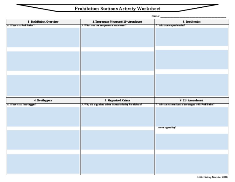 Prohibition Stations Activity Worksheet - Student | PDF | Prohibition ...