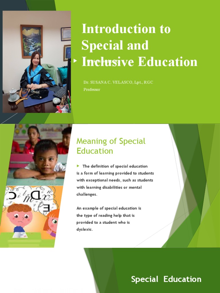 Introduction to Special and Inclusive Education Ma'am Susie's PPT ...