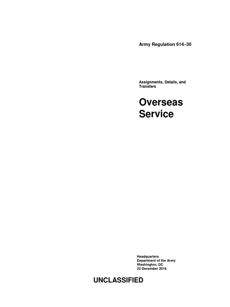Army Regulation 614-30: Overseas Assignments | PDF | United States Army ...