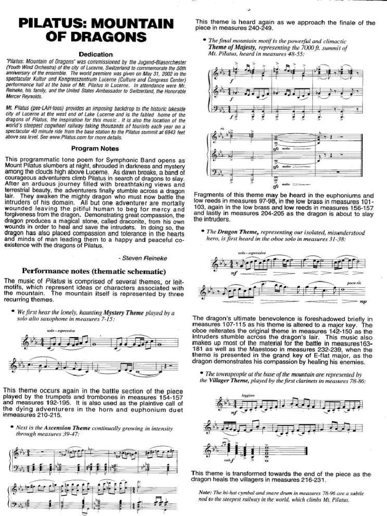 Pilatus, Mountain of Dragons - Partitura | PDF