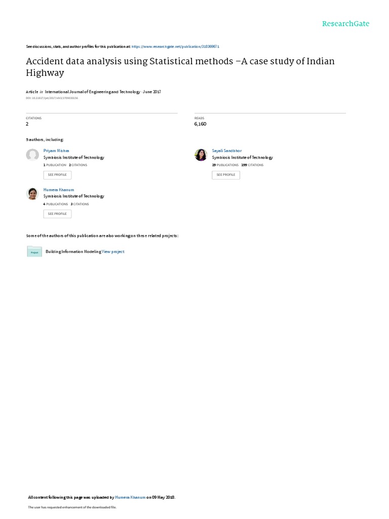 Accident Data Analysis Using Statistical Methods PDF Errors And