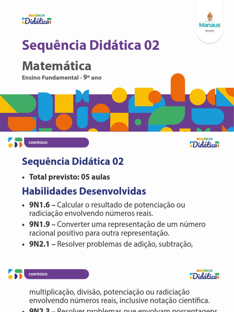 SD 02 - MATEMATICA 9 ANO v2 PDF, PDF, Exponenciação