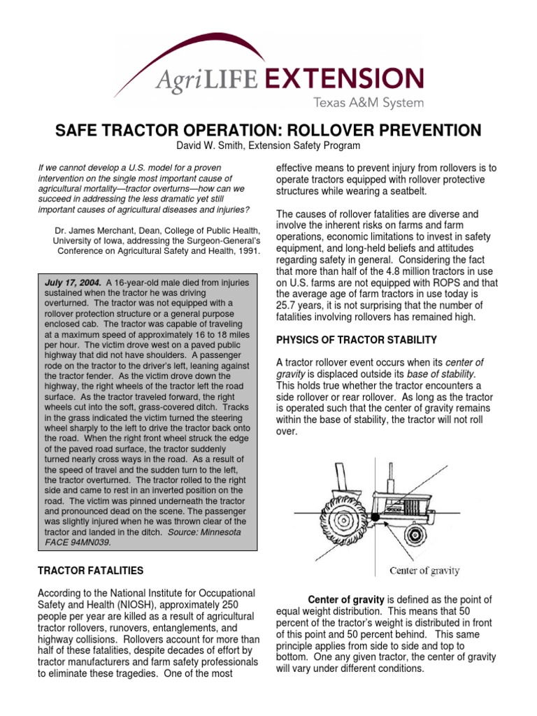 Safe Tractor Operation Rollover1 PDF PDF Tractor Seat Belt