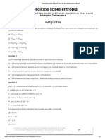 Exercícios Sobre Entropia. Lista de Exercícios Sobre Entropia