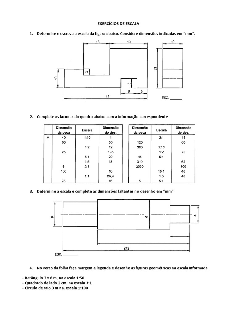 Exercícios Práticos de Escala Matemática | PDF