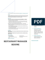95. Restaurant Manager Resume