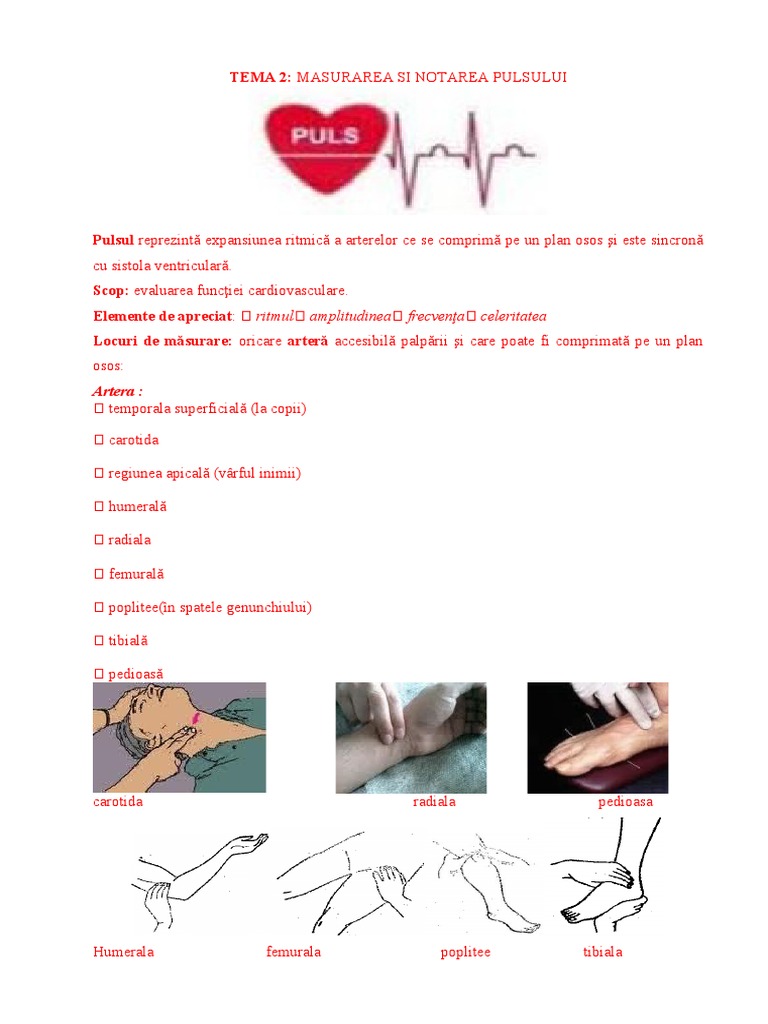 Tema 2 Masurarea Pulsului | PDF