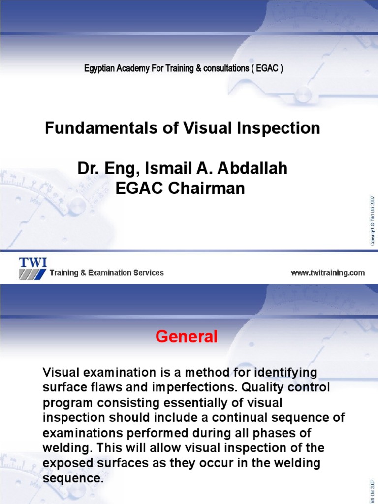 Visual Inspection in Welding Standards | PDF | Welding | Construction