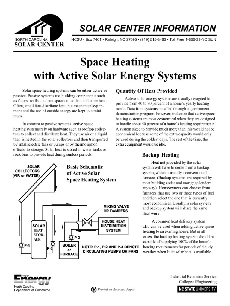 Active Solar Space Heating Overview | PDF