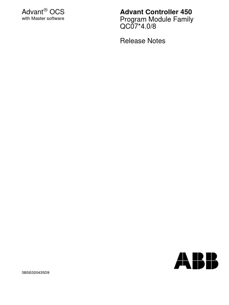 Advant Controller 450 QC07 Release Notes | PDF | Programming | Computer ...