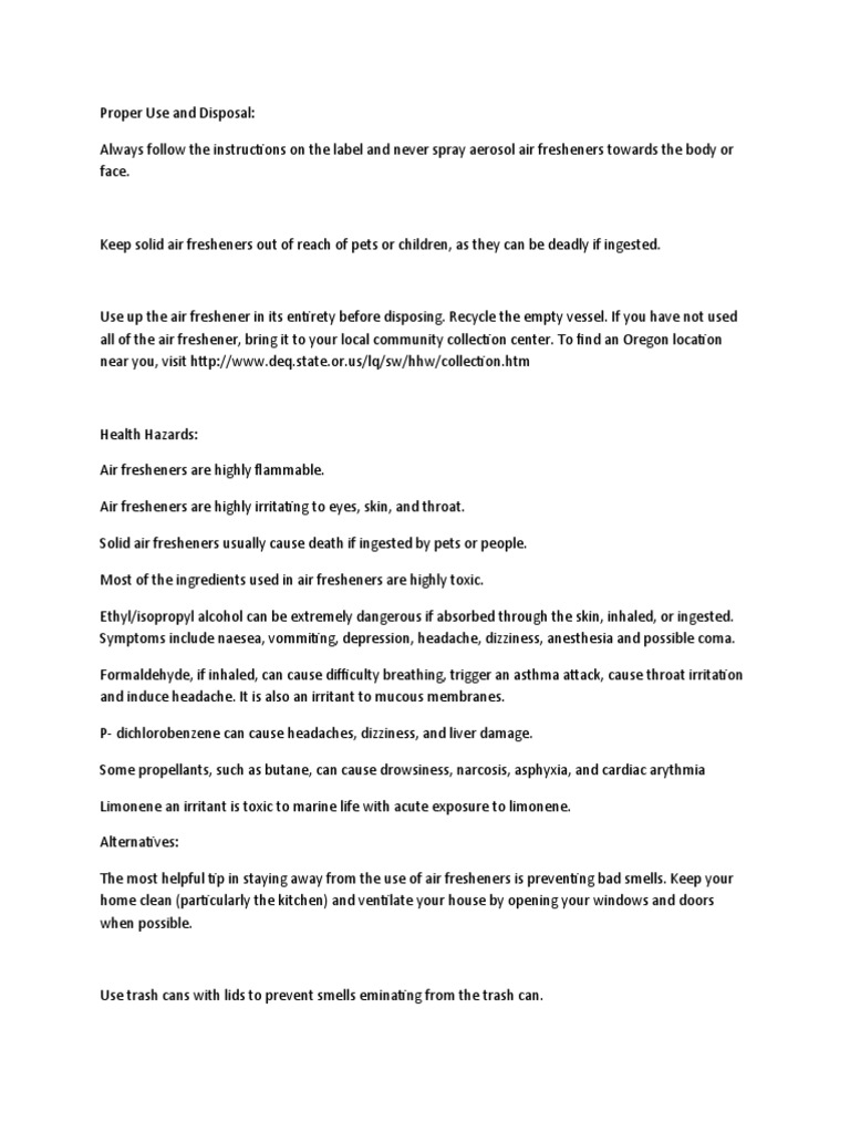 Precautions of Air Freshener PDF