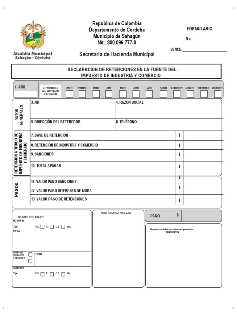 Formulario Reteica Cali 2023 | PDF | Contador | Impuestos