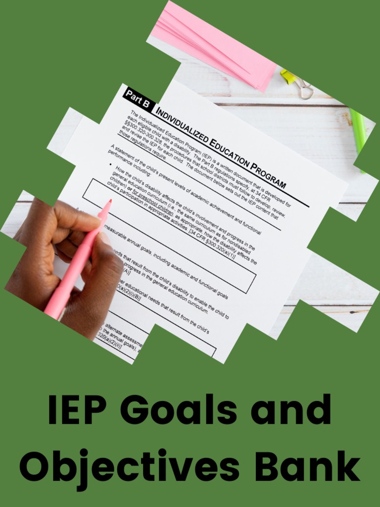 Iep goals and objectives bank printable pdf pdf equations reading