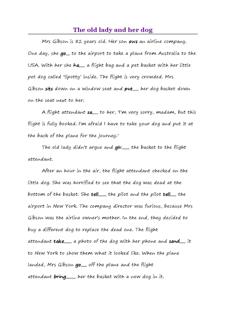 The Old Lady and Her Dog Long Joke To Practice Pas Fun Activities Games