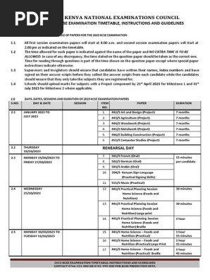 2023 KCSE Timetable Revised.