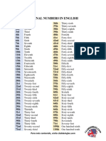 Los Números Ordinales en Inglés