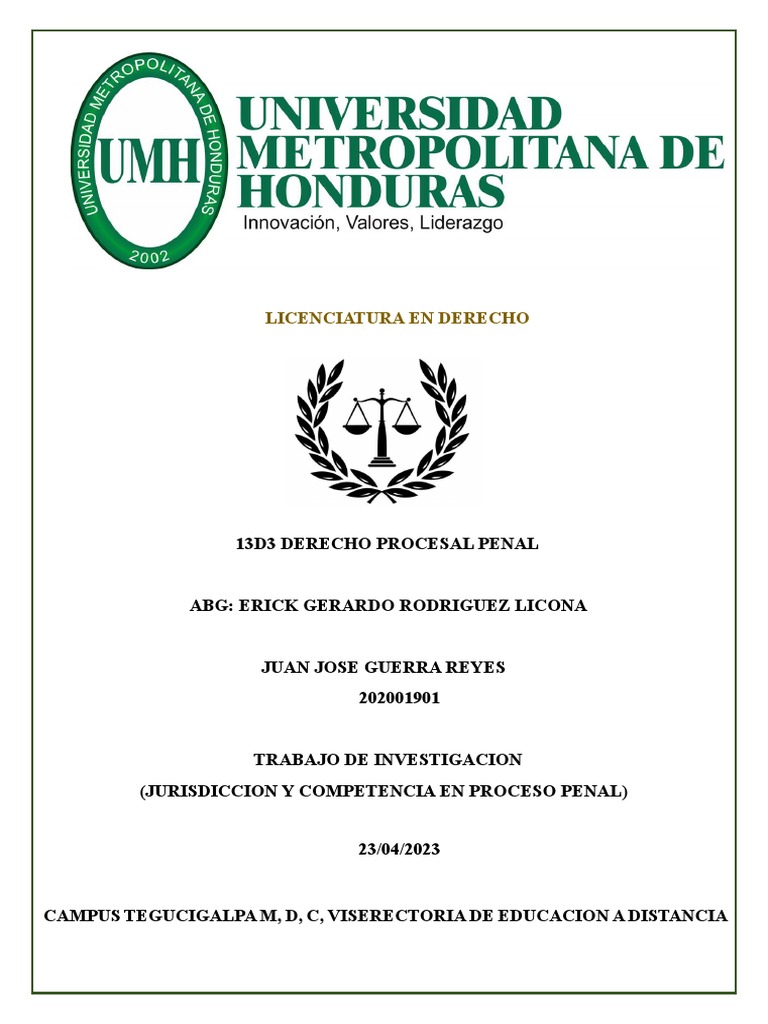 Jurisdicción y Competencia en Derecho Penal | PDF | Judicaturas ...