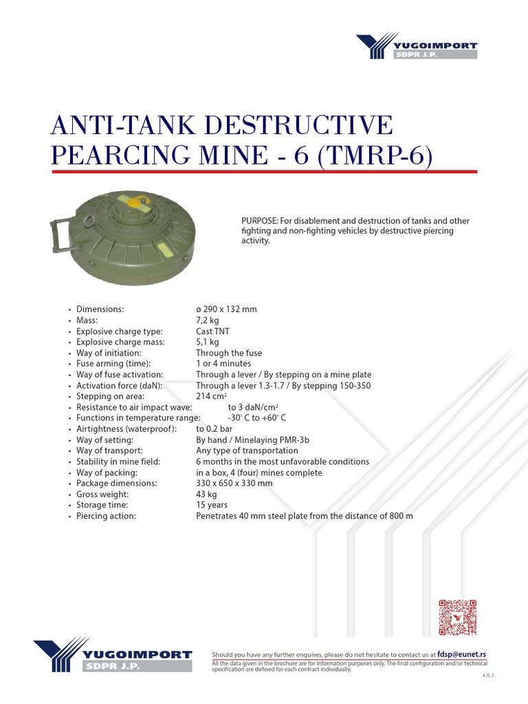 TMRP-6 Anti-Tank Mine Specifications | PDF