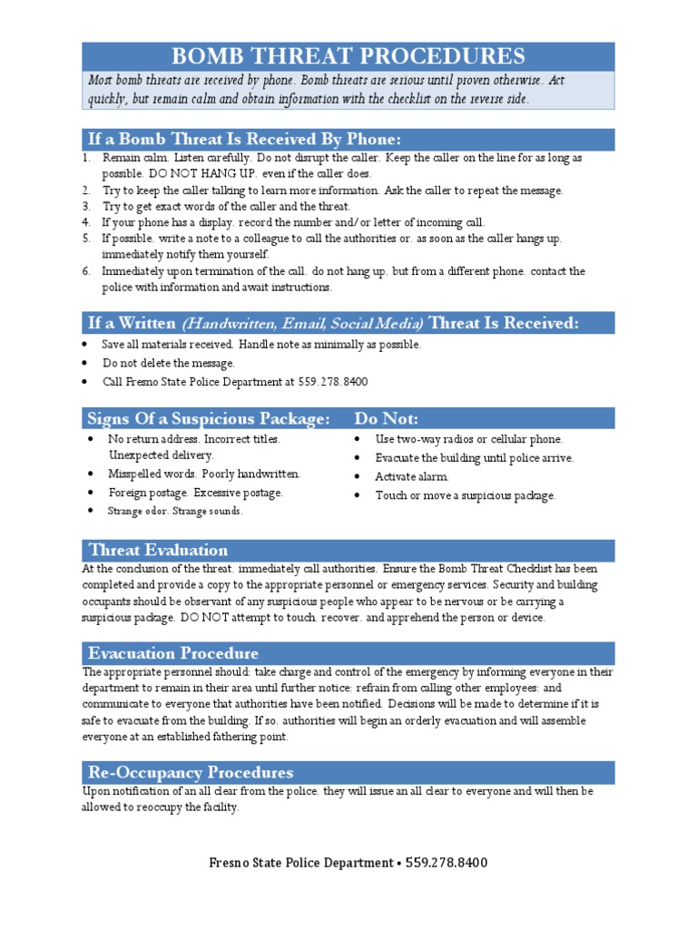 Bomb Threat Response Procedures | PDF | Communication