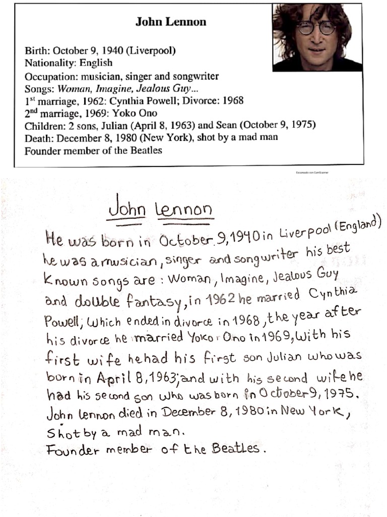 BIOGRAPHIES WRITING EXERCISE | PDF