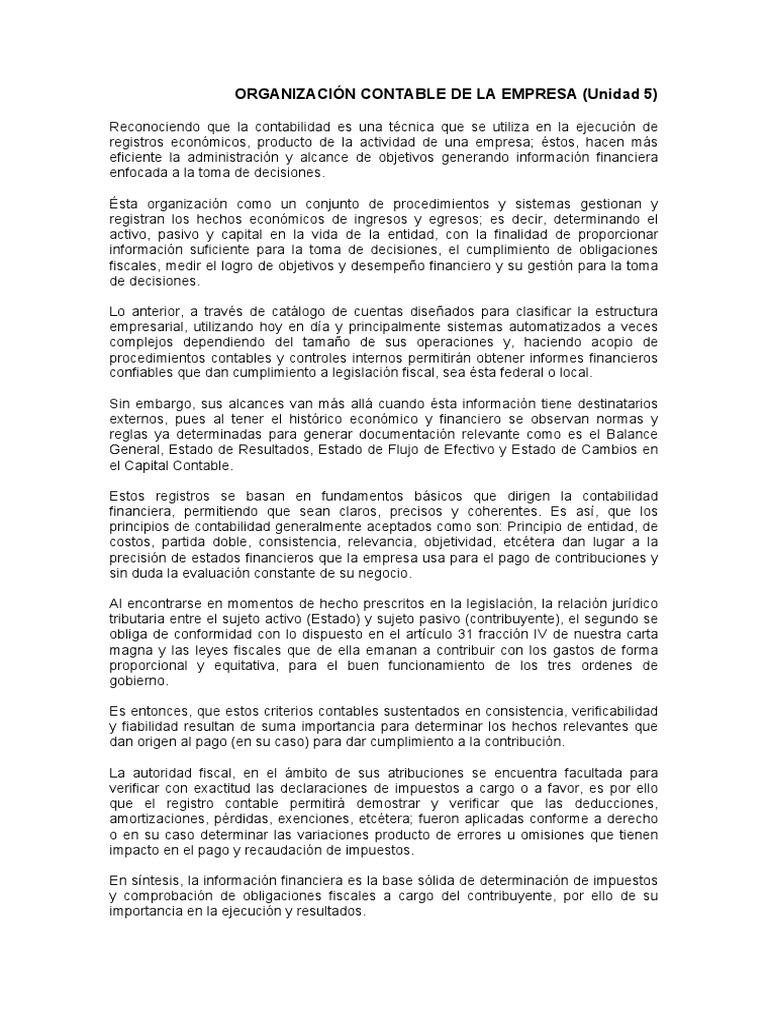 Organización Contable de La Empresa | PDF | Contabilidad | Impuestos