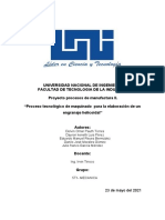 Proyecto de Procesos II (Proceso Tecnológico de Maquinado para La Elaboración de Un Engranaje Helicoidal)