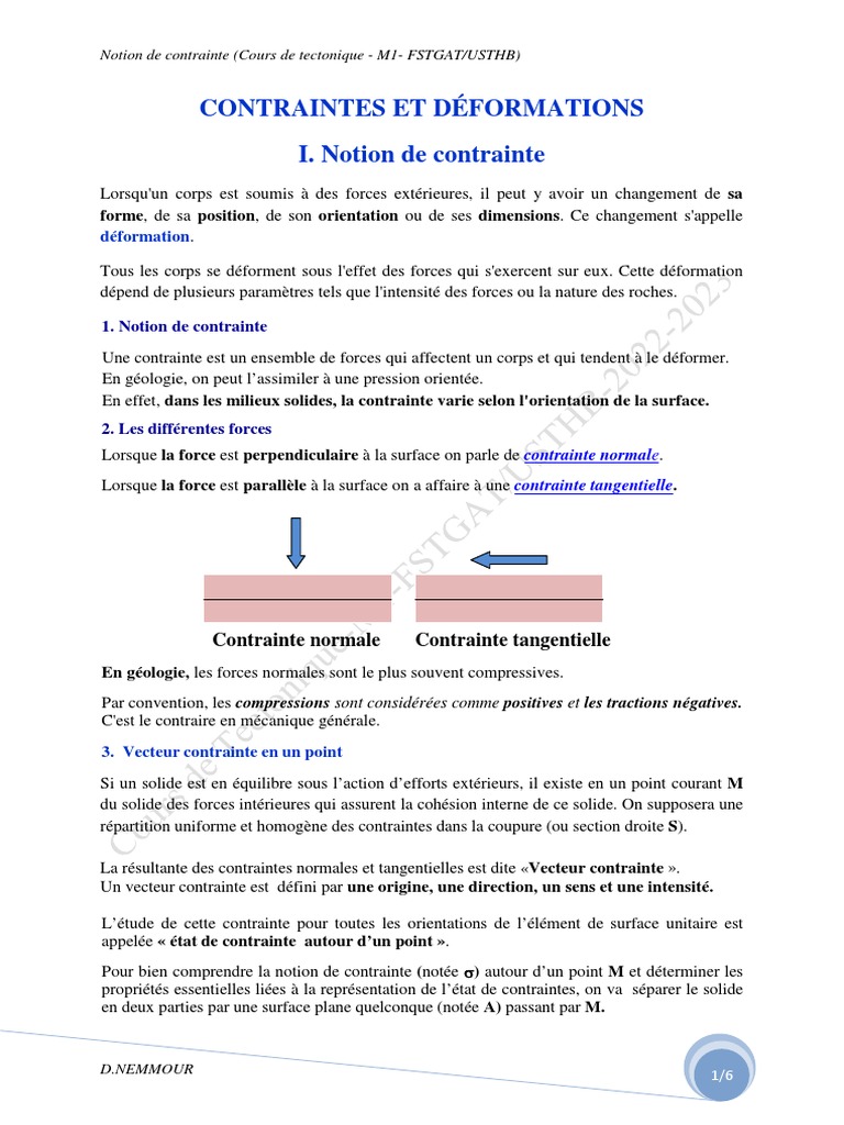 Notion de contrainte en géologie | PDF | Tenseur | Géométrie différentielle