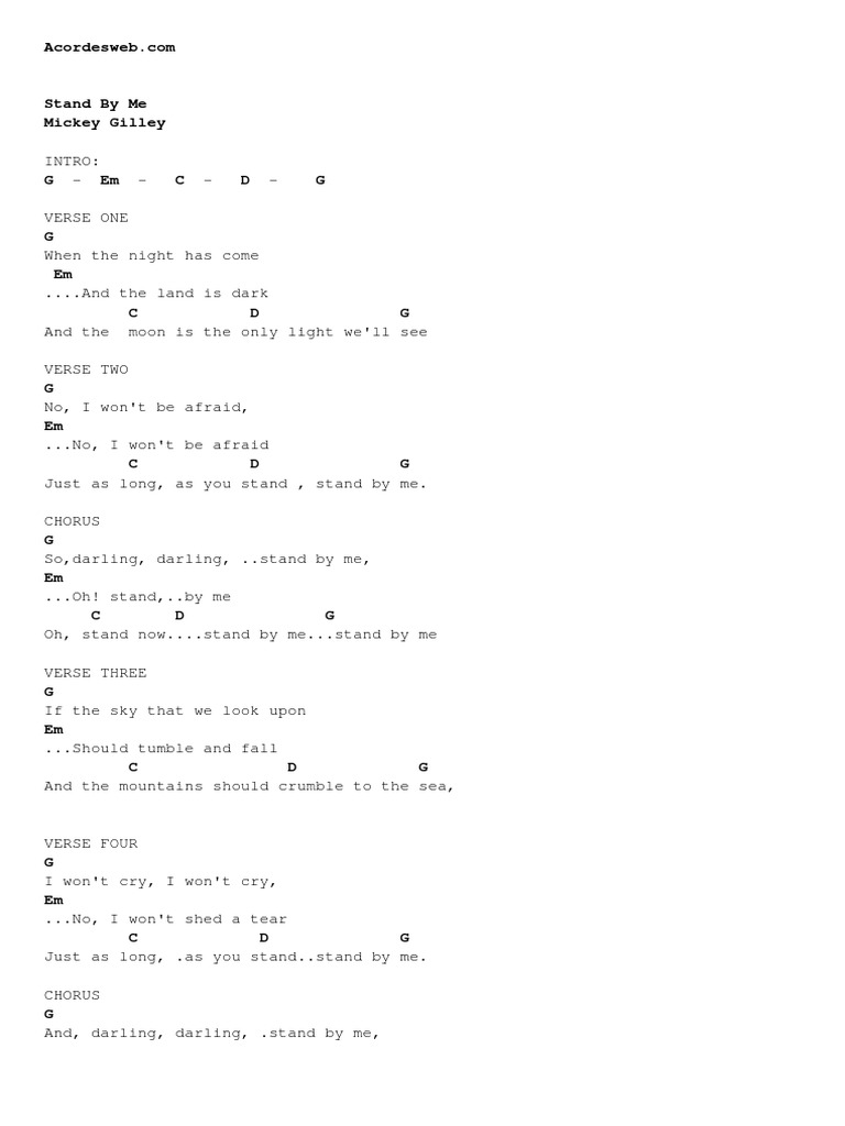 Stand by Me Mickey Gilley Acordesweb Com PDF