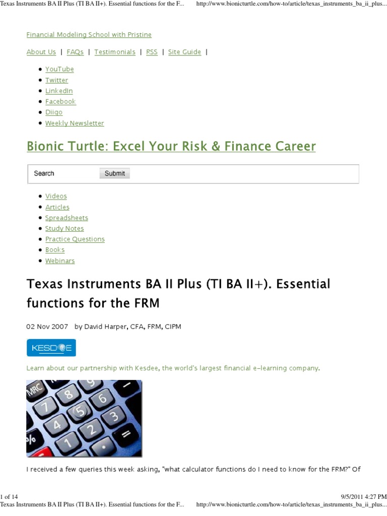 Texas Instruments Ba Ii Plus Ti Ba Ii Bond Duration Bonds Finance