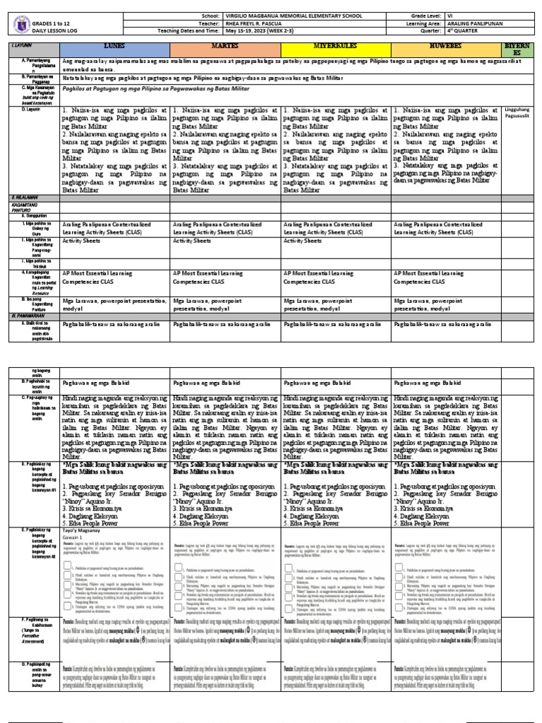 Ap 6 DLL Q3week 8 | PDF