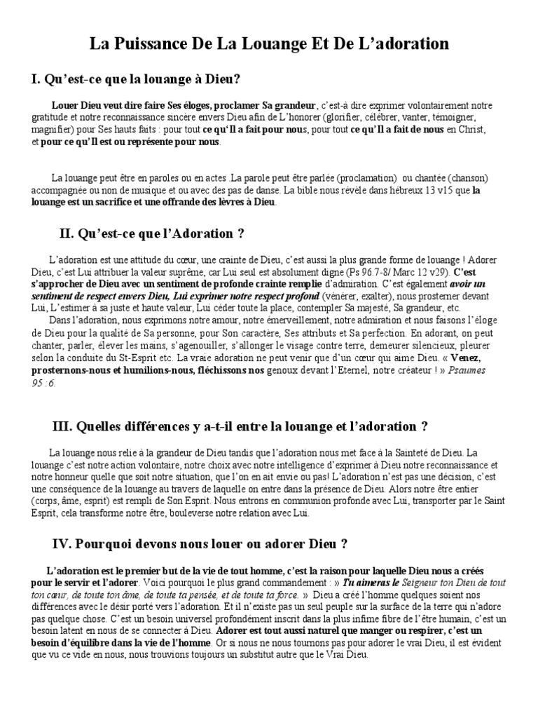 Puissance de la Louange et de l'Adoration | PDF | Dieu | Jésus